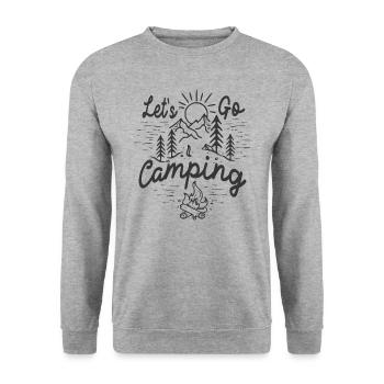 Let's Go Camping Outdoor Camper Adventure - Unisex Sweatshirt - salt & pepper - Front - Alina (178cm) & Michal (187cm)