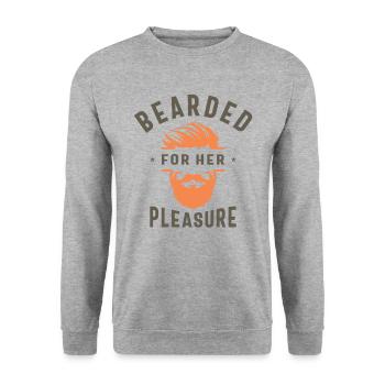 Bearded for Her Pleasure Funny Humor Beard - Unisex Sweatshirt - salt & pepper - Front - Alina (178cm) & Michal (187cm)