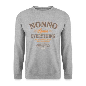 Nonno Knows Everything Grandpa - Unisex Sweatshirt - salt & pepper - Front - Alina (178cm) & Michal (187cm)