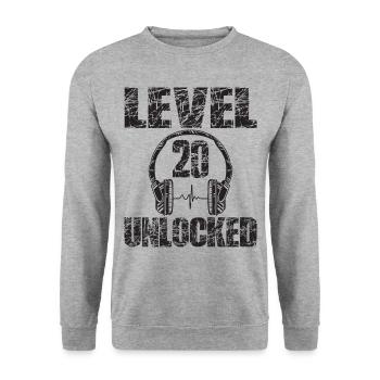 Level 20 Unlocked Birthday Gift 20 Years - Unisex Sweatshirt - salt & pepper - Front - Alina (178cm) & Michal (187cm)
