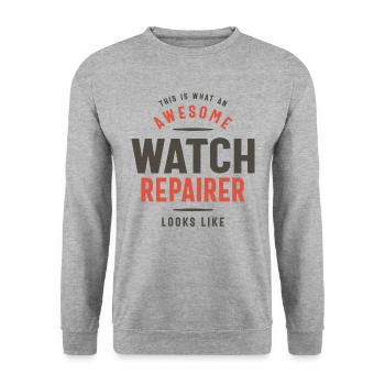 Funny Awesome Watch Repairer Job Occupation - Unisex Sweatshirt - salt & pepper - Front - Alina (178cm) & Michal (187cm)