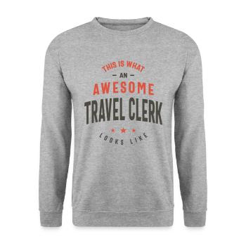 Funny Awesome Travel Clerk Job Occupation - Unisex Sweatshirt - salt & pepper - Front - Alina (178cm) & Michal (187cm)