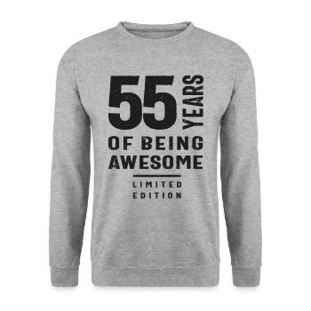 55 Years of Being Awesome - 55th Birthday - Unisex Sweatshirt - salt & pepper - Front - Alina (178cm) & Michal (187cm)