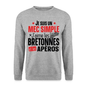 Bretonne Apéro Bretagne Cadeau Alcool T-shirt Mug - Sweat-shirt Unisexe - gris chiné - Devant - Alina (178cm) & Michal (187cm)