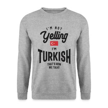 Je ne crie pas Je suis turc Drôle Turkish Pride - Sweat-shirt Unisexe - gris chiné - Devant - Alina (178cm) & Michal (187cm)