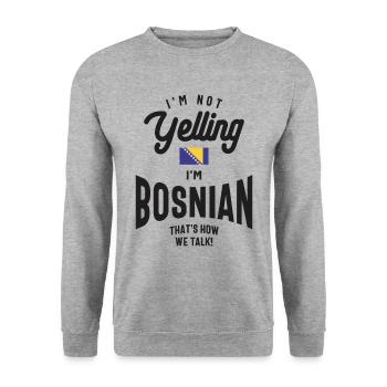 I'm not yelling I'm Bosnian Funny Bosnian Pride - Unisex Sweatshirt - salt & pepper - Front - Alina (178cm) & Michal (187cm)