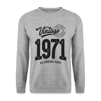 Millésime né en 1971 - 51ème anniversaire - Sweat-shirt Unisexe - gris chiné - Devant - Alina (178cm) & Michal (187cm)