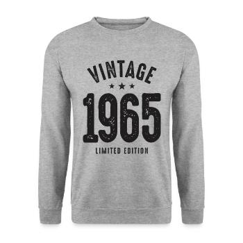 Millésime né en 1965 - 57ème anniversaire - Sweat-shirt Unisexe - gris chiné - Devant - Alina (178cm) & Michal (187cm)