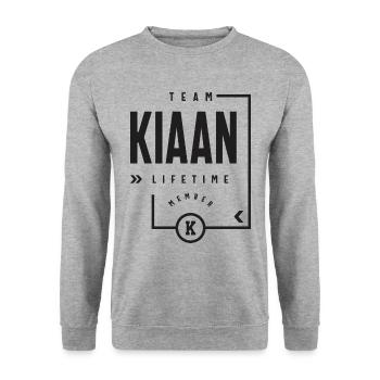 Nom personnalisé du membre à vie de l’équipe Kiaan - Sweat-shirt Unisexe - gris chiné - Devant - Alina (178cm) & Michal (187cm)
