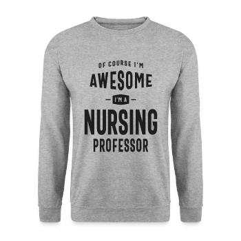 Großartig, ich bin Pflegeprofessorin - Unisex Pullover - Weißgrau meliert - Vorne - Alina (178cm) & Michal (187cm)