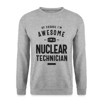 Großartig, ich bin ein Nukleartechniker - Unisex Pullover - Weißgrau meliert - Vorne - Alina (178cm) & Michal (187cm)