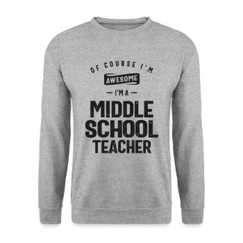 Génial, je suis professeur de collège - Sweat-shirt Unisexe - gris chiné - Devant - Alina (178cm) & Michal (187cm)