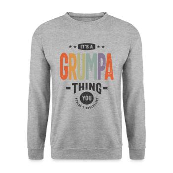 Mens c’est un truc de grumpa drôle papa grand-père - Sweat-shirt Unisexe - gris chiné - Devant - Alina (178cm) & Michal (187cm)