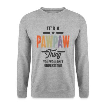 Hommes c’est un truc de papaye drôle papa grand-père - Sweat-shirt Unisexe - gris chiné - Devant - Alina (178cm) & Michal (187cm)