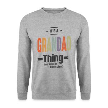 Mens It's a Grandad Thing Funny Dad Opa - Unisex Pullover - Weißgrau meliert - Vorne - Alina (178cm) & Michal (187cm)