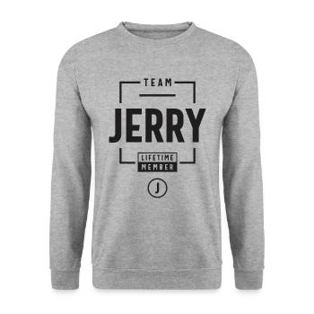 Team Jerry Lifetime Member - Unisex Sweatshirt - salt & pepper - Front - Alina (178cm) & Michal (187cm)