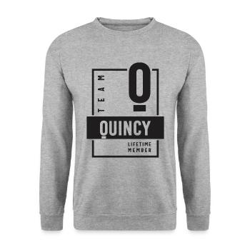 Team Quincy Lifetime Member - Unisex Sweatshirt - salt & pepper - Front - Alina (178cm) & Michal (187cm)