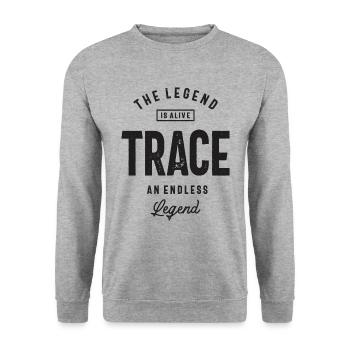 Nom personnalisé de la trace - Sweat-shirt Unisexe - gris chiné - Devant - Alina (178cm) & Michal (187cm)