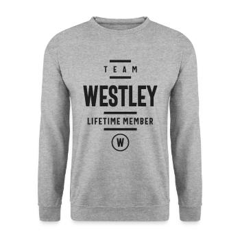 Nom personnalisé Westley - Sweat-shirt Unisexe - gris chiné - Devant - Alina (178cm) & Michal (187cm)