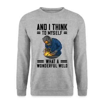Dicton de soudeur pour les fiers métallurgistes et - Sweat-shirt Unisexe - gris chiné - Devant - Alina (178cm) & Michal (187cm)
