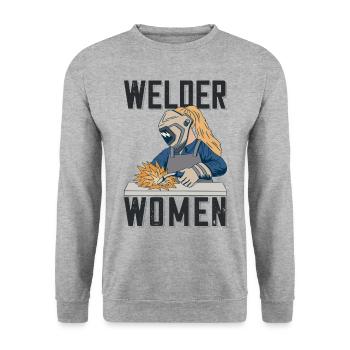 Welder outfit for welders - Unisex Sweatshirt - salt & pepper - Front - Alina (178cm) & Michal (187cm)