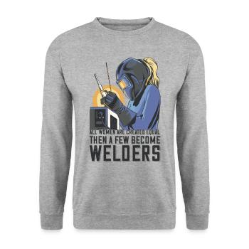 Welder Mama for welders and - Unisex Sweatshirt - salt & pepper - Front - Alina (178cm) & Michal (187cm)