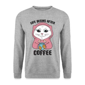 White Main Coon Cat Cat Outfit for - Unisex Sweatshirt - salt & pepper - Front - Alina (178cm) & Michal (187cm)