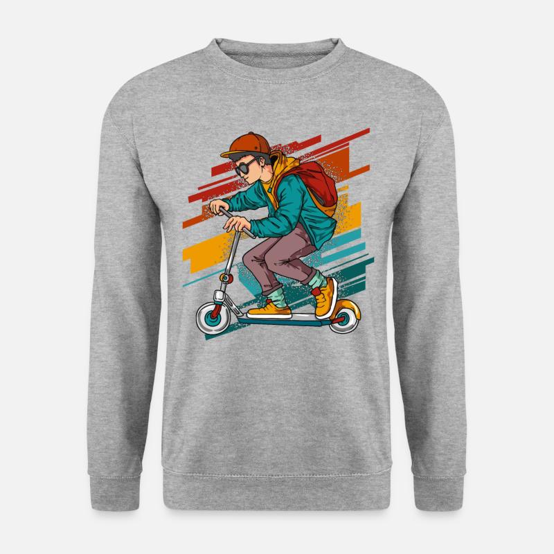 Stunt Scooter - Vintage - Unisex Pullover - Weißgrau meliert