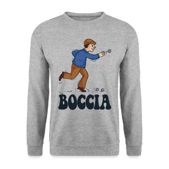 Bocciaspieler Bekleidung mit Boccia Kugeln Boccia - Unisex Pullover - Weißgrau meliert - Vorne - Alina (178cm) & Michal (187cm)