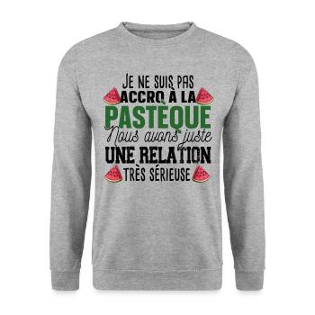 Pastèque Fruit Relation Cadeau Humour Rouge Vert - Sweat-shirt Unisexe - gris chiné - Devant - Alina (178cm) & Michal (187cm)