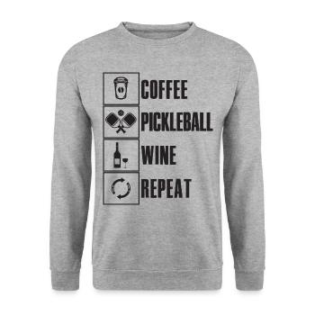 Café Pickleball Vin Ripeat Dicton pour cornichon - Sweat-shirt Unisexe - gris chiné - Devant - Alina (178cm) & Michal (187cm)