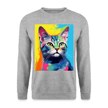 Tenue de chat chat à poil court pour les amoureux des chats - Sweat-shirt Unisexe - gris chiné - Devant - Alina (178cm) & Michal (187cm)