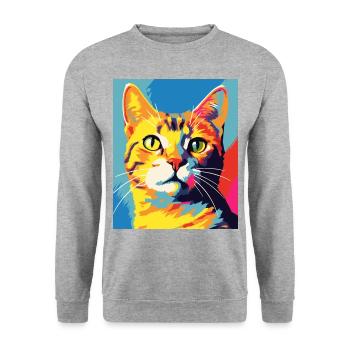 Tenue de chat chat à poil court pour les amoureux des chats - Sweat-shirt Unisexe - gris chiné - Devant - Alina (178cm) & Michal (187cm)