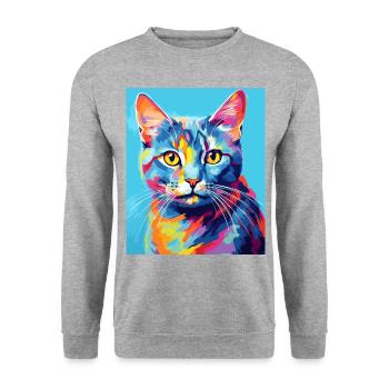 Tenue de chat chat à poil court pour les amoureux des chats - Sweat-shirt Unisexe - gris chiné - Devant - Alina (178cm) & Michal (187cm)