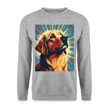 Labrador Dogs Maman et Labfather Papa Golden - Sweat-shirt Unisexe - gris chiné - Devant - Alina (178cm) & Michal (187cm)