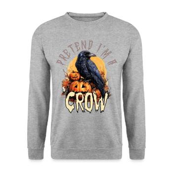 Tu so, als wäre ich eine Krähe Einfaches Halloween-Kostüm - Unisex Pullover - Weißgrau meliert - Vorne - Alina (178cm) & Michal (187cm)