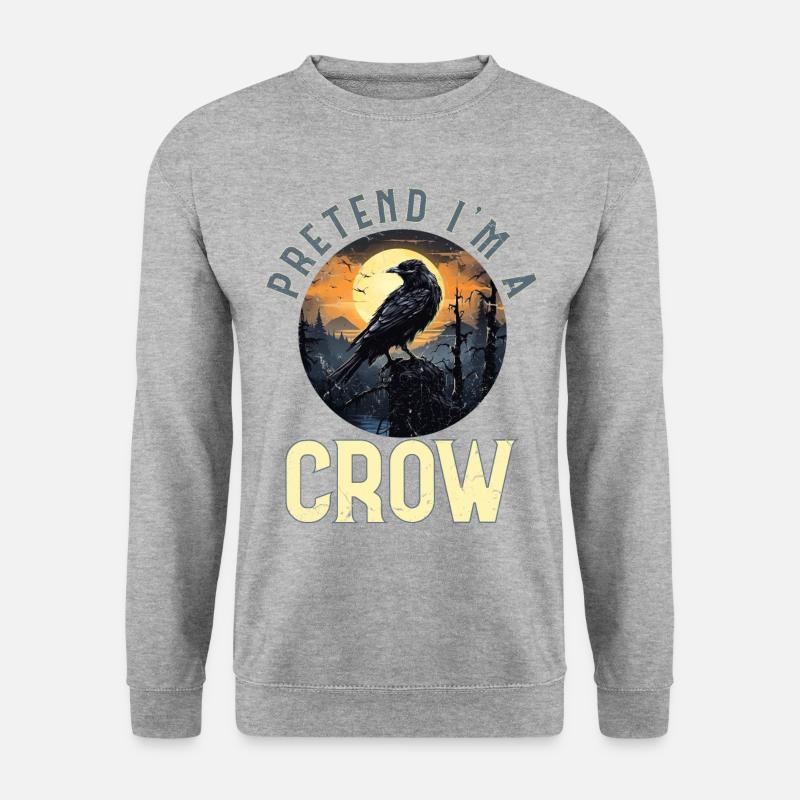 Tu so, als wäre ich eine Krähe Einfaches Halloween-Kostüm - Unisex Pullover - Weißgrau meliert