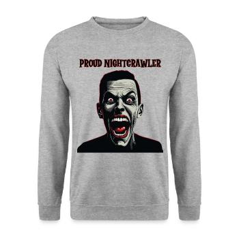 Crazy looking man, Proud Nightcrawler - Unisex Sweatshirt - salt & pepper - Front - Alina (178cm) & Michal (187cm)