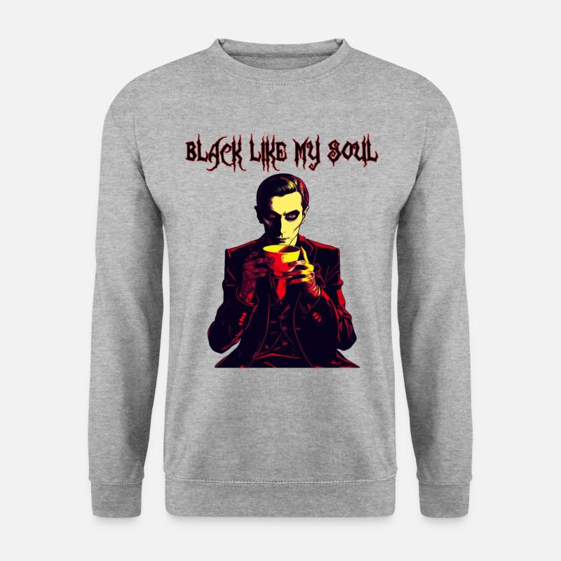 A creepy vampire drinking coffee - Unisex Sweatshirt - salt & pepper