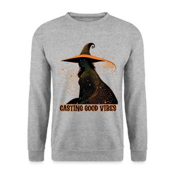 Witch Casting Vibes, Halloween - Unisex Sweatshirt - salt & pepper - Front - Alina (178cm) & Michal (187cm)