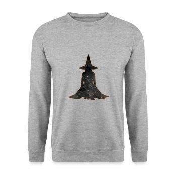 Witch Silhouette Profile, Halloween - Unisex Sweatshirt - salt & pepper - Front - Alina (178cm) & Michal (187cm)