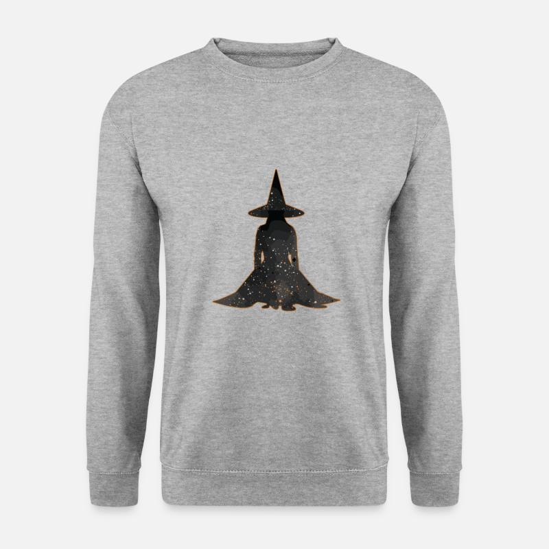 Hexe Silhouette Profil, Halloween - Unisex Pullover - Weißgrau meliert