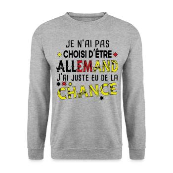Allemand Allemagne Europe Cadeau Pays Humour Homme - Sweat-shirt Unisexe - gris chiné - Devant - Alina (178cm) & Michal (187cm)