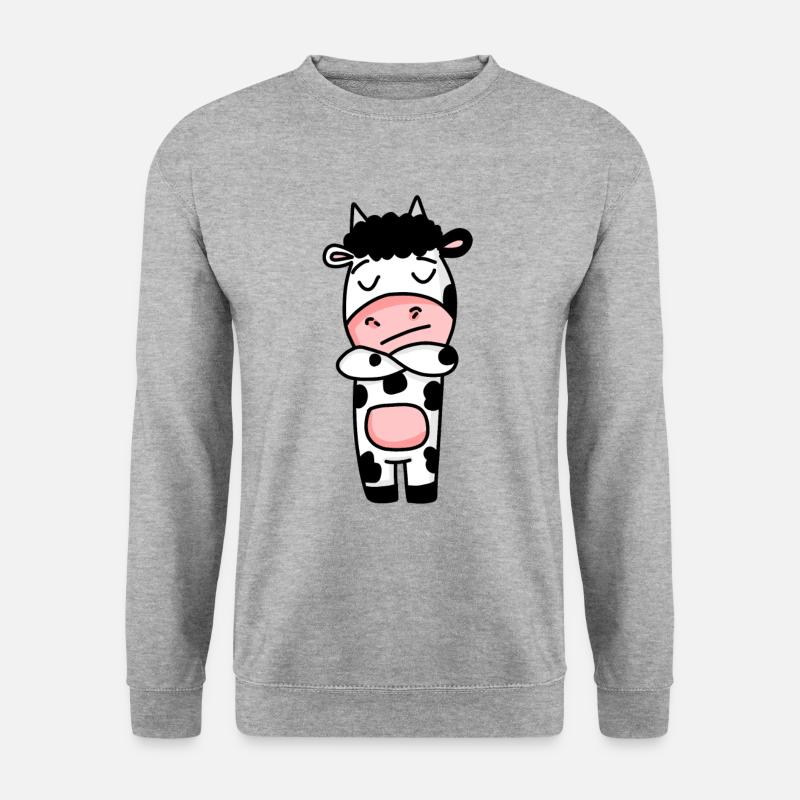 Kuh ist genervt - Unisex Pullover - Weißgrau meliert