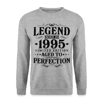 Légende Depuis 1995 Vintage Vintage Anniversaire - Sweat-shirt Unisexe - gris chiné - Devant - Alina (178cm) & Michal (187cm)