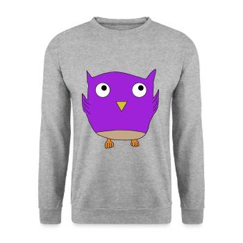 Kleine süße Eule - Unisex Pullover - Weißgrau meliert - Vorne - Alina (178cm) & Michal (187cm)