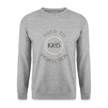 40th Birthday, aged to perfection 1985, gift - Unisex Sweatshirt - salt & pepper - Front - Alina (178cm) & Michal (187cm)