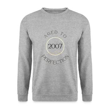 18th Birthday, aged to perfection 2007, gift - Unisex Sweatshirt - salt & pepper - Front - Alina (178cm) & Michal (187cm)
