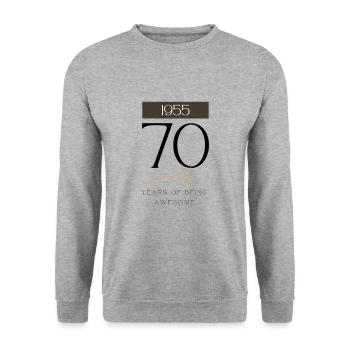 70th birthday years of being awesome 1955 gift - Unisex Sweatshirt - salt & pepper - Front - Alina (178cm) & Michal (187cm)