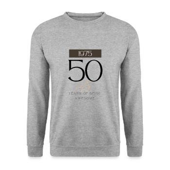 50th Birthday Years of Being Awesome 1975 Gift - Unisex Sweatshirt - salt & pepper - Front - Alina (178cm) & Michal (187cm)